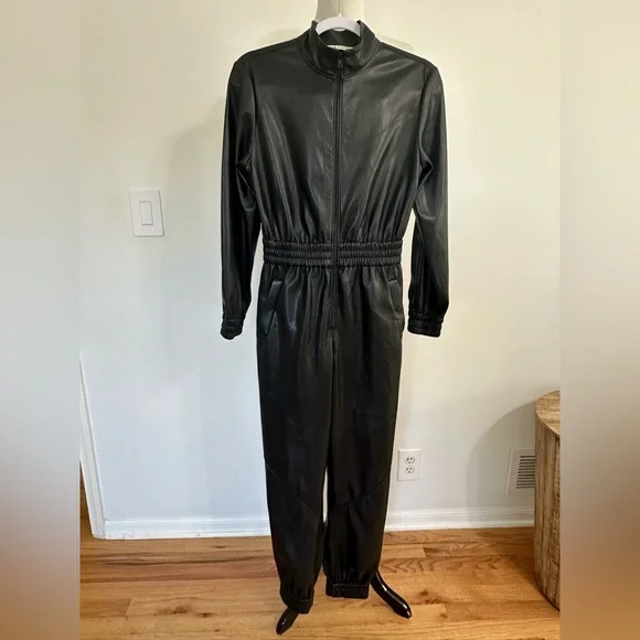 Alice + Olivia | NWOT Black Levi Vegan Leather Jumpsuit - Size US 2 - Picture 6 of 11